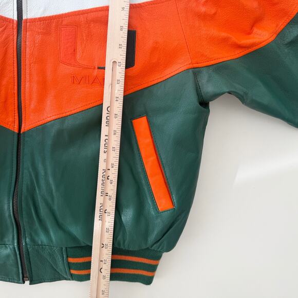 Vintage Miami Hurricanes Leather Jacket Mens Large Varsity Football Retro Logo - Picture 14 of 15